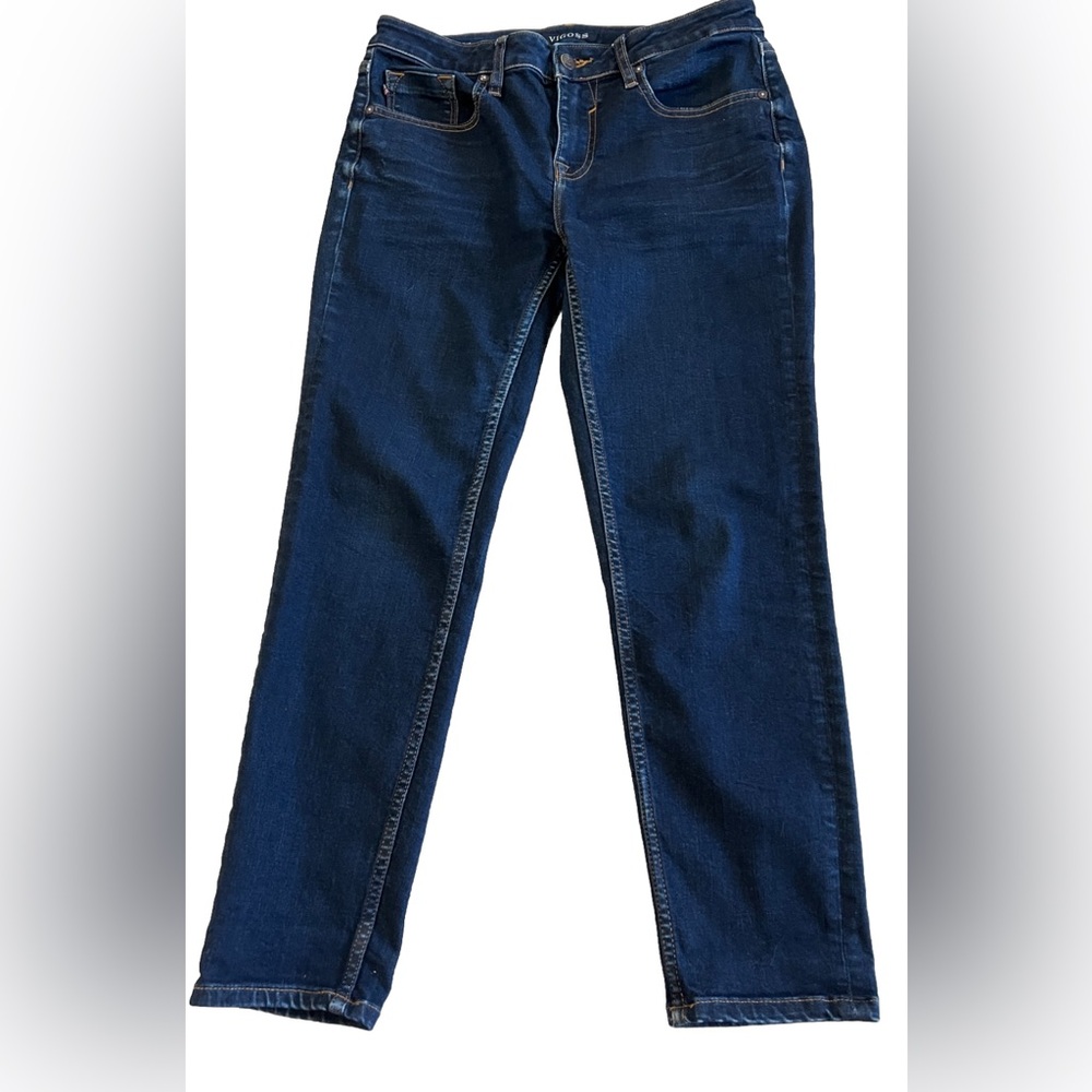 VIGOSS THOMPSON TOMBOY Classic Fit Mid Rise Dark Wash Cropped Jeans Size 28x25